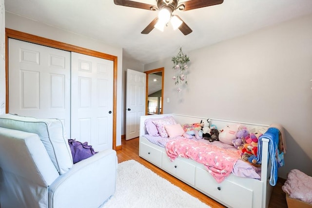 68 Partridge Dr, Brockton, MA 02301 - bedroom with wood finished floors, a closet, and a ceiling fan