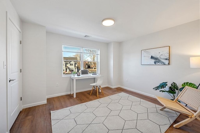 office area featuring hardwood / wood-style floors