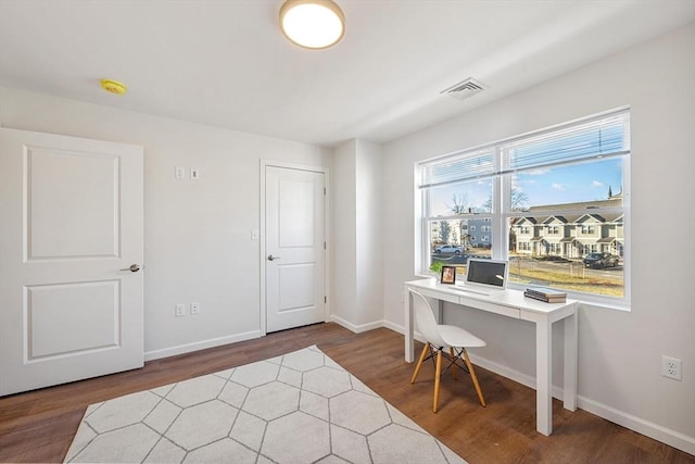 office featuring dark hardwood / wood-style floors