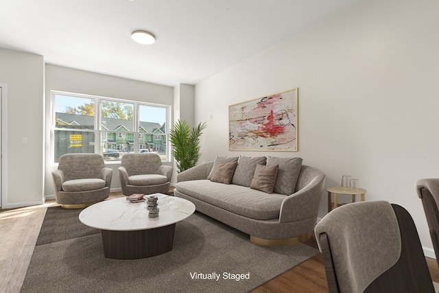 living room with wood-type flooring