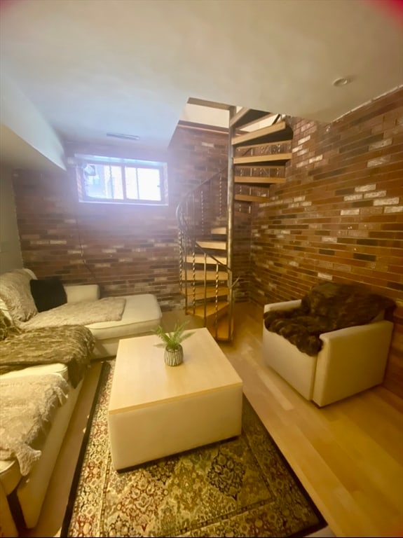 living room with hardwood / wood-style floors