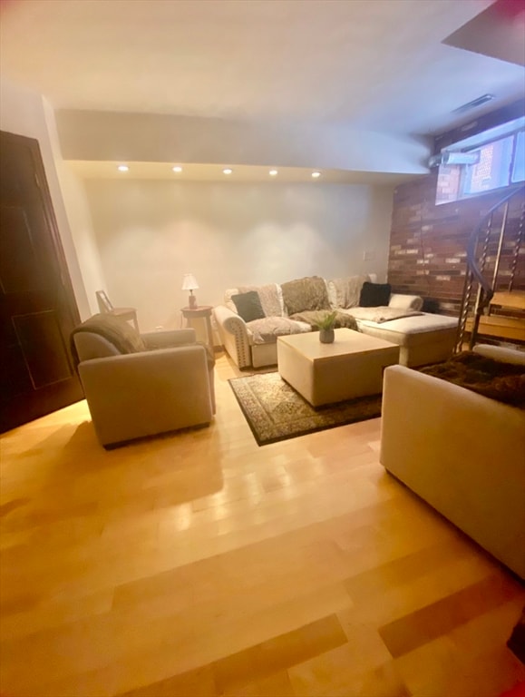 living room featuring light hardwood / wood-style flooring