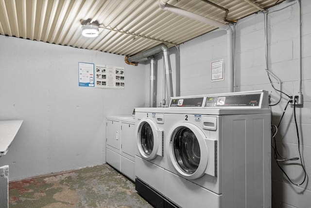84 Grant St Unit 7, Somerville, MA 02145 - community laundry room featuring separate washer and dryer and concrete block wall