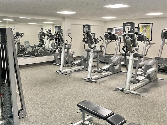 1500 Worcester Rd Unit 631, Framingham, MA 01702 - gym featuring a drop ceiling