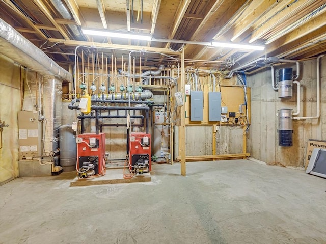 14 Nassau Dr, Winchester, MA 01890 - unfinished below grade area with a heating unit and electric panel