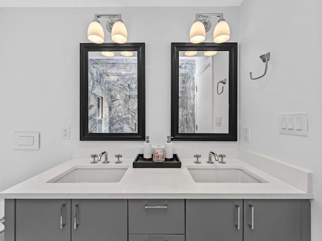 bathroom with double vanity