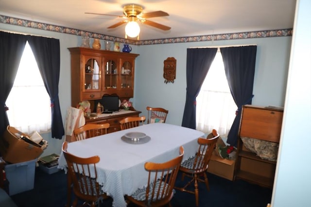 dining area featuring ceiling fan