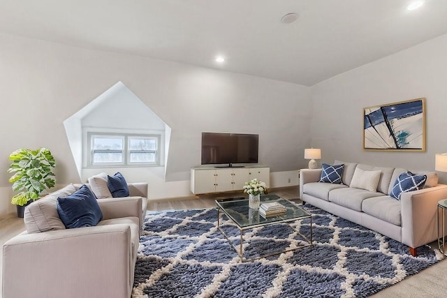 living room featuring recessed lighting