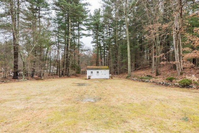 view of yard featuring an outbuilding