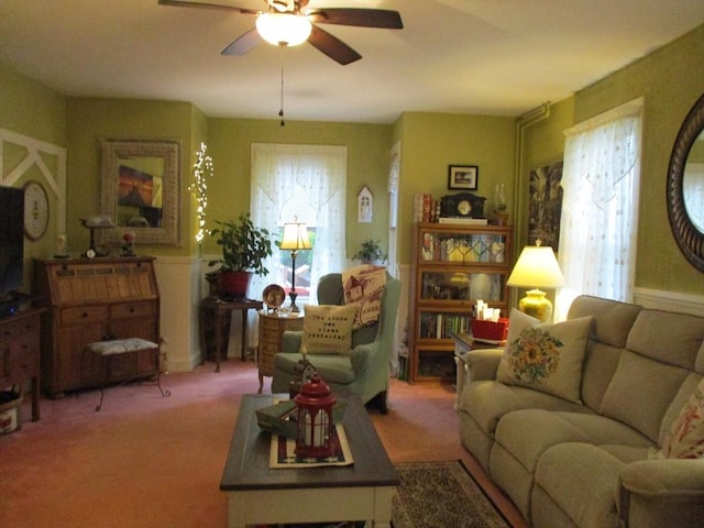 360 Russells Mills Rd, Dartmouth, MA 02748 - living area featuring a ceiling fan and carpet flooring