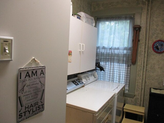 360 Russells Mills Rd, Dartmouth, MA 02748 - laundry area with washing machine and clothes dryer and cabinet space