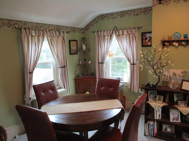 360 Russells Mills Rd, Dartmouth, MA 02748 - dining area with vaulted ceiling and radiator