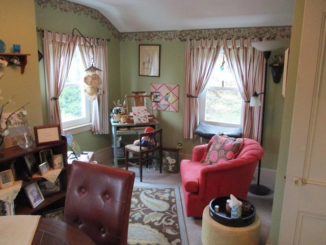 360 Russells Mills Rd, Dartmouth, MA 02748 - living area with lofted ceiling and baseboards