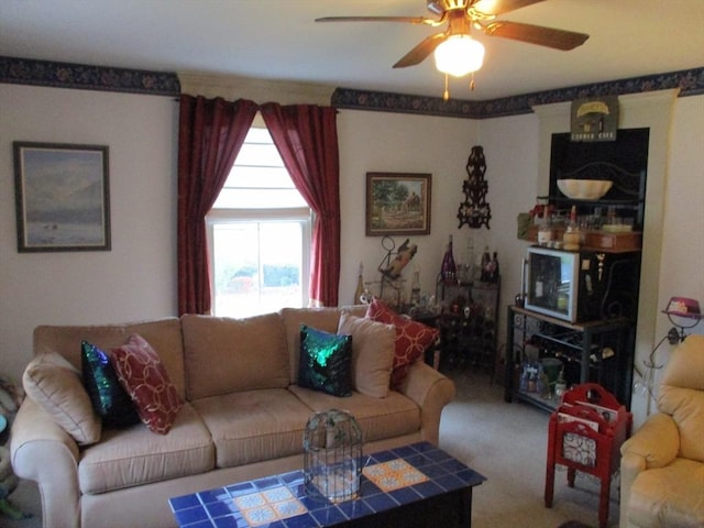 360 Russells Mills Rd, Dartmouth, MA 02748 - living area featuring ceiling fan and carpet floors
