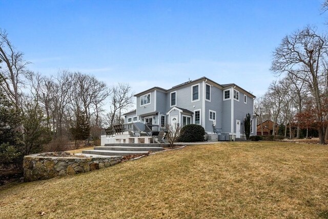 33 Gulf Hill Dr, Dartmouth, MA 02748 - rear view of property with a yard and central air condition unit