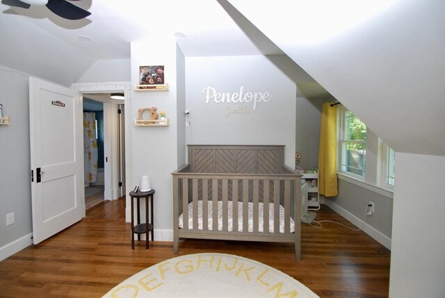551 Indian Head St, Hanson, MA 02341 - bedroom featuring wood finished floors, vaulted ceiling, and a nursery area