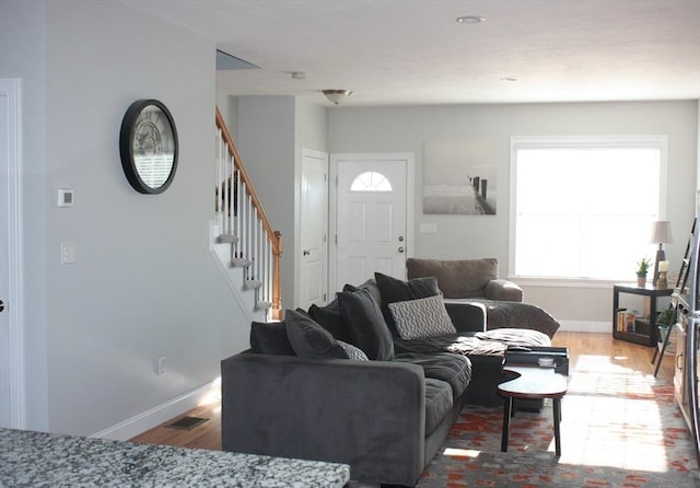 living room featuring hardwood / wood-style floors