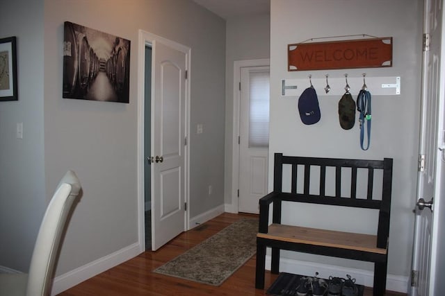 mudroom with hardwood / wood-style floors