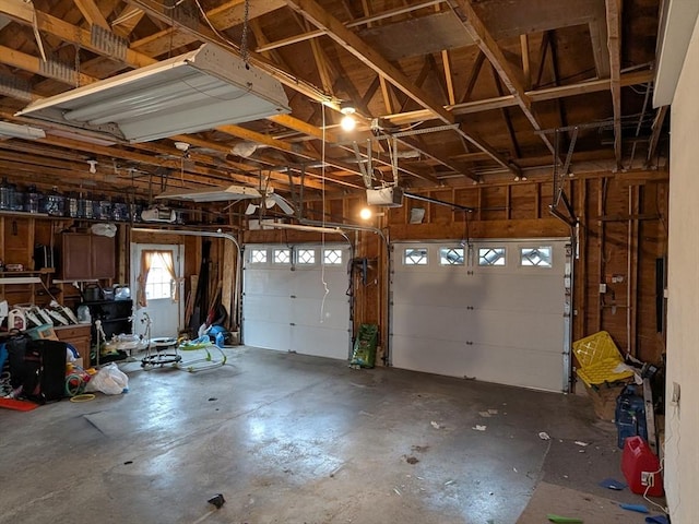 garage with a garage door opener