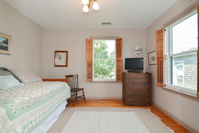 bedroom featuring light hardwood / wood-style floors