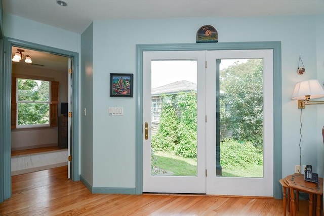 doorway featuring light hardwood / wood-style flooring