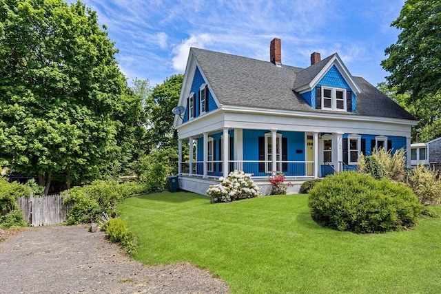 186 Chapel St, Abington, MA 02351 - back of property featuring a porch, a chimney, and roof with shingles