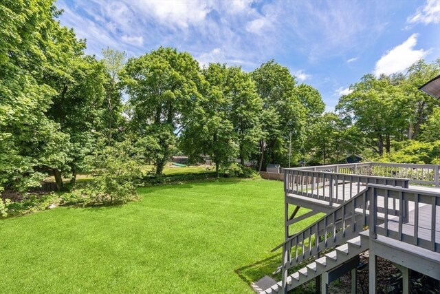 186 Chapel St, Abington, MA 02351 - view of grassy yard with a wooden deck