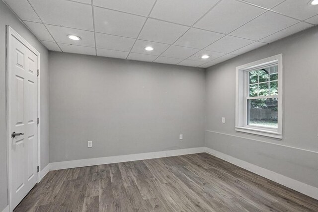 186 Chapel St, Abington, MA 02351 - unfurnished room featuring wood finished floors, baseboards, a paneled ceiling, and recessed lighting