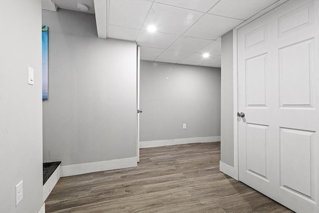 186 Chapel St, Abington, MA 02351 - unfurnished room with baseboards, wood finished floors, recessed lighting, a smoke detector, and a paneled ceiling