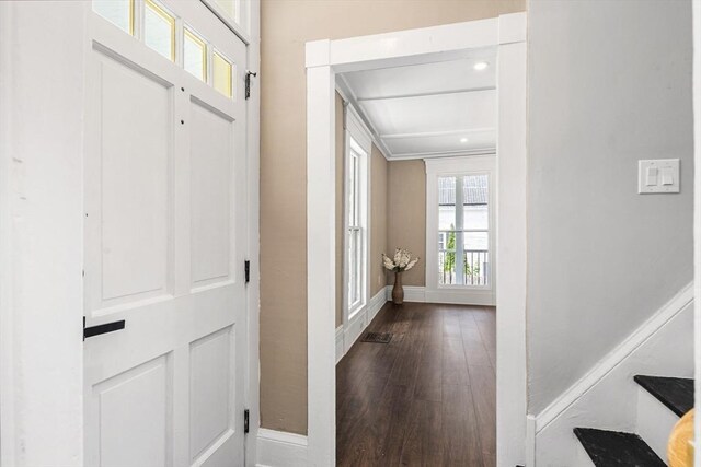 186 Chapel St, Abington, MA 02351 - hallway with dark wood-style floors and baseboards