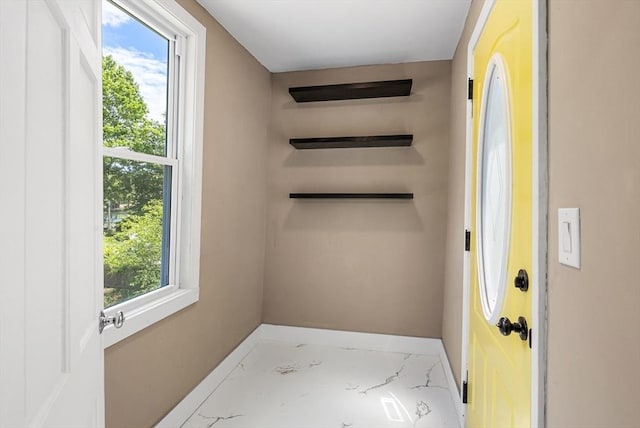 186 Chapel St, Abington, MA 02351 - interior space with baseboards and marble finish flooring