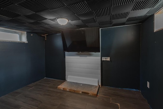 washroom with dark wood-type flooring