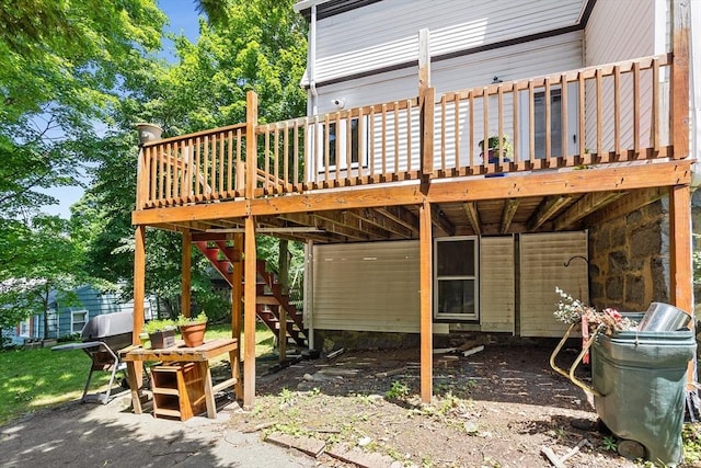 14 Franklin Ter, Boston, MA 02136 - rear view of house with a wooden deck and stairway