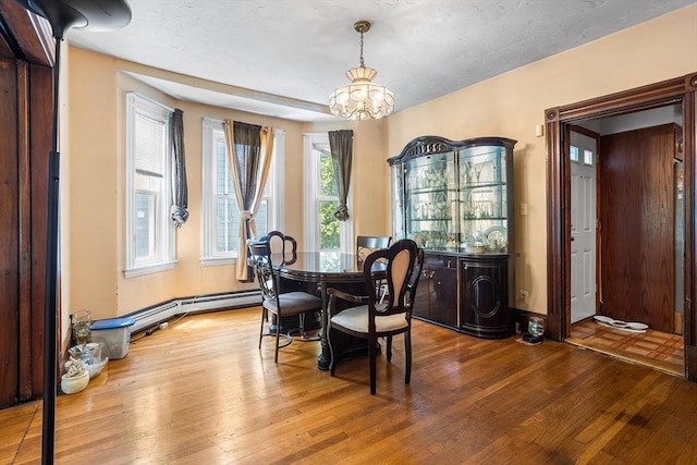 14 Franklin Ter, Boston, MA 02136 - dining area featuring hardwood / wood-style flooring, a chandelier, and a baseboard heating unit