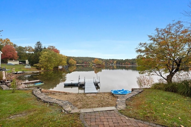 dock area featuring a water view