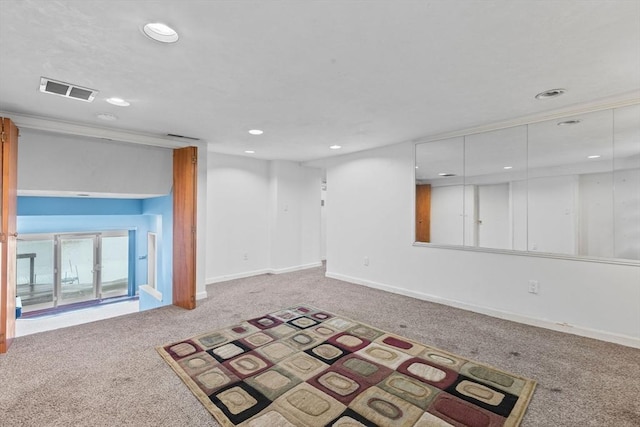 basement with carpet