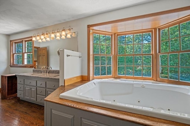 12 Coombs Cir, Newburyport, MA 01950 - full bath featuring vanity, a whirlpool tub, and wood finished floors