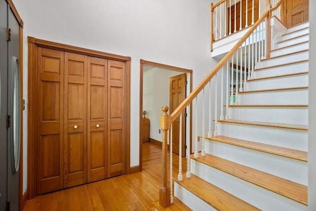 12 Coombs Cir, Newburyport, MA 01950 - foyer with light wood-style flooring, stairway, and a towering ceiling