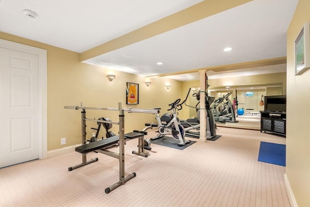 26 Longmeadow Dr, Westwood, MA 02090 - workout area with carpet flooring and recessed lighting
