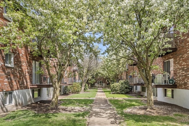 view of home's community with a yard