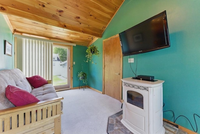 31 Fallston St, Springfield, MA 01119 - carpeted living area featuring wooden ceiling, lofted ceiling, and baseboards