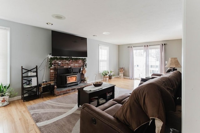 living room with wood finished floors and baseboards