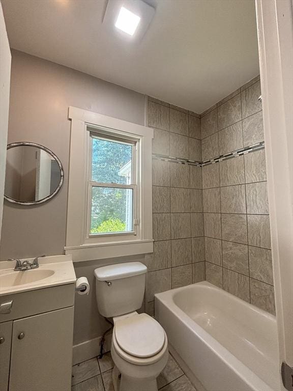 723 White St, Springfield, MA 01108 - full bathroom featuring toilet, vanity, tile patterned floors,  shower combination, and baseboards