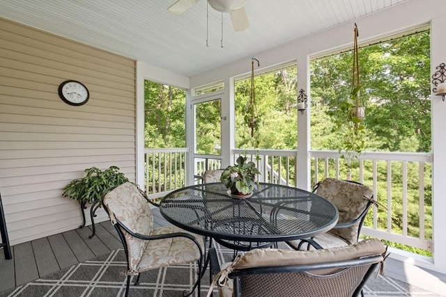 31 Shaker Hill Rd Unit 31, Hooksett, NH 03106 - sunroom / solarium featuring a ceiling fan and outdoor dining space