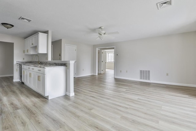 kitchen with a sink, visible vents, and open floor plan