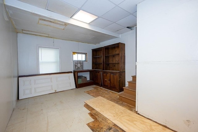 135 Elm St, Southbridge, MA 01550 - below grade area featuring stairway and tile patterned floors