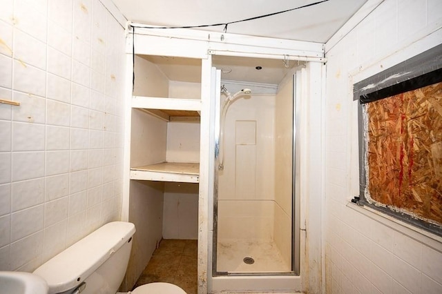 135 Elm St, Southbridge, MA 01550 - bathroom with a shower stall and tile walls