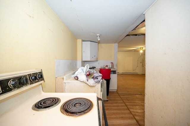 135 Elm St, Southbridge, MA 01550 - laundry room featuring light wood finished floors and a baseboard heating unit