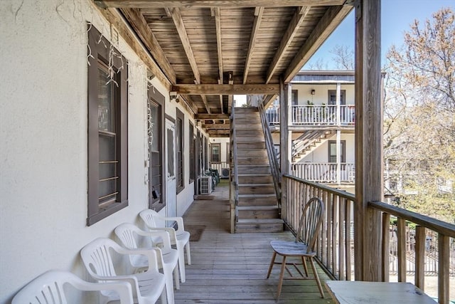 wooden deck with stairs