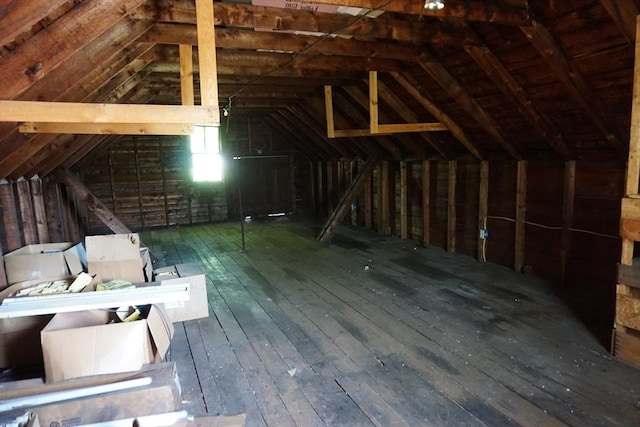 view of unfinished attic
